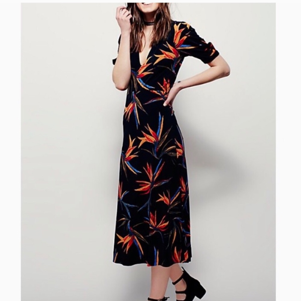 NWT Free People Sarah Birds of Paradise midi dress